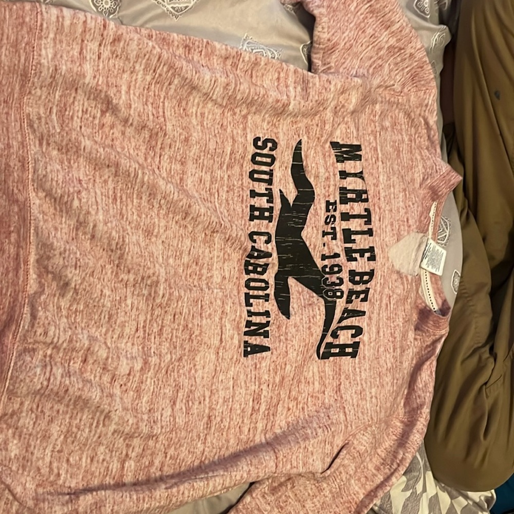 It’s a little pink and white Myrtle beach sweatshirt